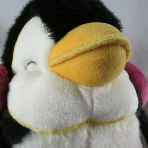 Russ Berrie Plush Penguin Tux Big 14" Stuffed Animal Toy Wearing Ear Muffs - Picture 4 of 8